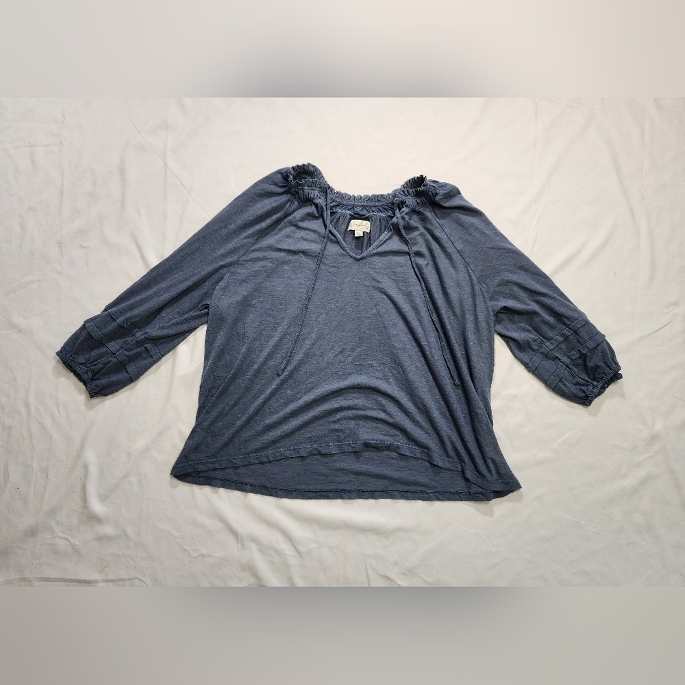 Wonderly Petite Tie Neck Peasant Top Medium